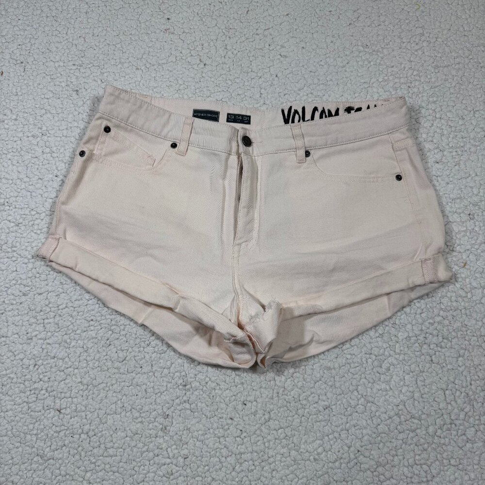 Volcom Jeans Stoned Relaxed Fit Rolled Shorts Pastel Pink Women's Size 13